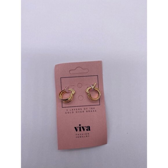 Viva Fashion Jewelry Women’s Girls 18K Gold Plated Small 2cm Hoop Earrings - Picture 6 of 6
